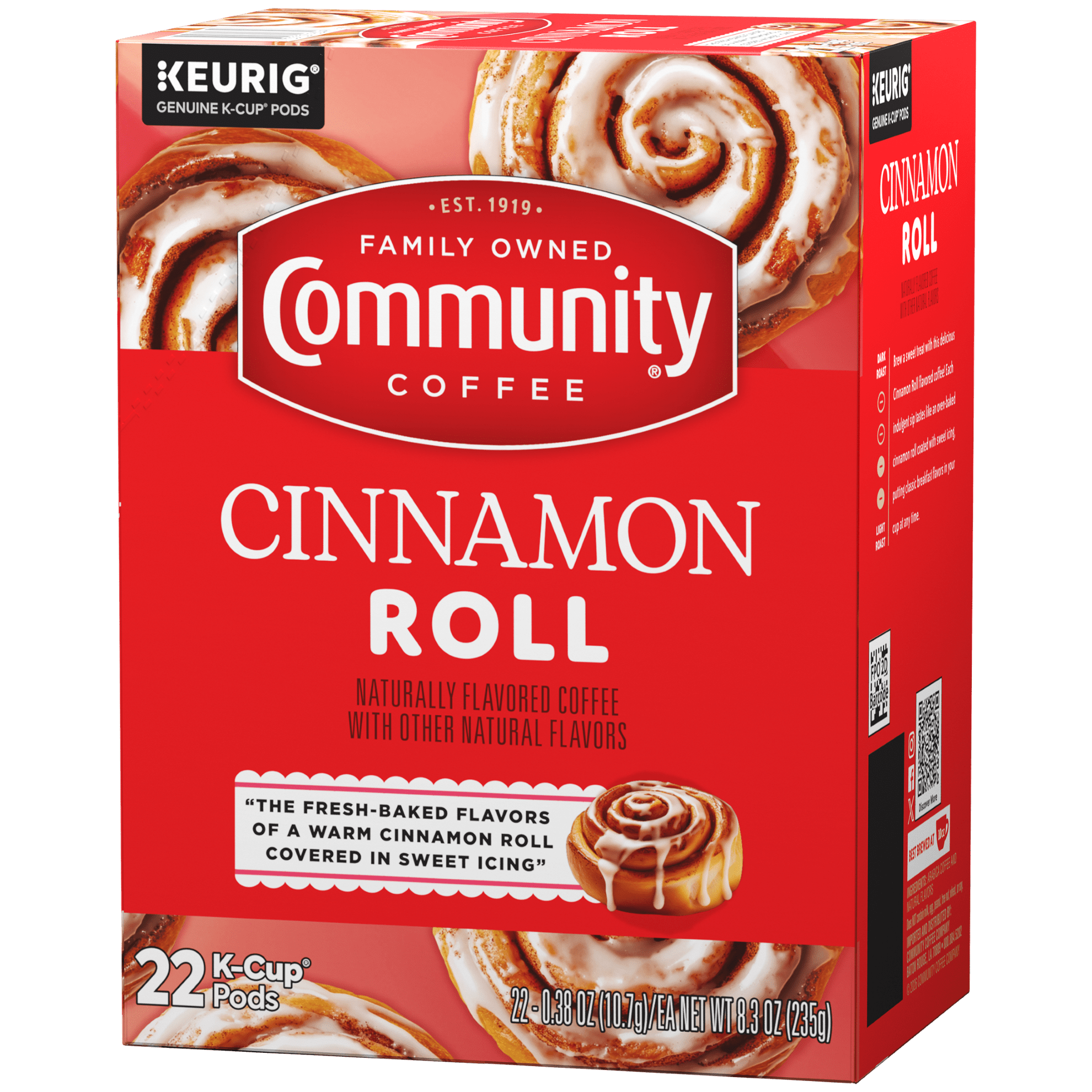 Community® Coffee Cinnamon Roll Coffee Single-Serve Cups 22 Count Box