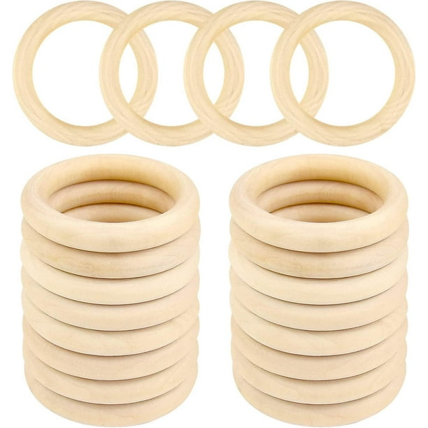 20 anillos de madera de 70 mm, anillos de madera maciza natural sin terminar para manualidades, bricolaje, fabricación de joyas.