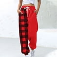 thumbnail image 1 of Puntoco Leggings Con Cordón Estampados A Cuadros No Posicionados A La Moda Para Mujer, Pantalones Deportivos, Rojo, Xxl, 1 of 5