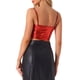 thumbnail image 3 of INSPIRAR CHIC Top de tirantes delgados sin mangas para mujer, brillante y metálico, crop cami rojo, 3 of 6