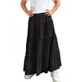 thumbnail image 7 of WQNVRNR Girls Tiered Hem Skirts- Elastic Waist A-Line Casual High Waist Flowy Skirts Black Size 6, 7 of 7