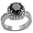 thumbnail image 1 of Bague en Acier Inoxydable Poli avec AAA Grade CZ en Diamant Noir - Taille 5, 1 of 1