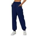 thumbnail image 2 of Mepaouo Women's Winter Casual Baggy Sweatpants High Waisted Joggers Pants with Pockets(Navy,XL), 2 of 4