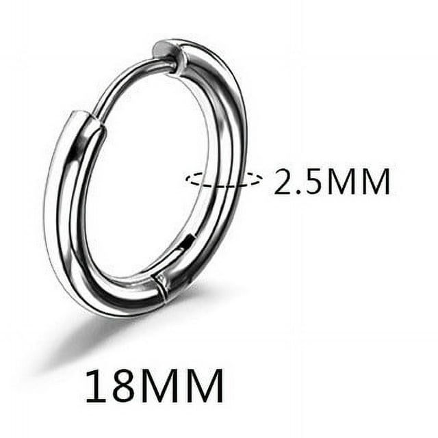 Pendientes con hebilla para la oreja con forma de anillo redondo de acero de titanio de 2,5 de espesor, con personalidad para hombres y mujeres