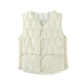 thumbnail image 4 of Light Jackets for Women Oversize Quilted Vest Solid Button Down Warm Lined Sleeveless Winter Coat, 4 of 4