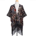 thumbnail image 2 of WeHello Women's Burnout Velvet Kimono Black Cardigan Cover Up Holiday Casual Cardigan Shawl Tops, 2 of 16