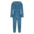 thumbnail image 5 of Wyobmus Womens Fleece Onesies Pajamas Jumpsuit Solid Warm Sherpa Romper Sleepwear One Piece Zipper Hooded Playsuit Loungewear Navy, 5 of 7