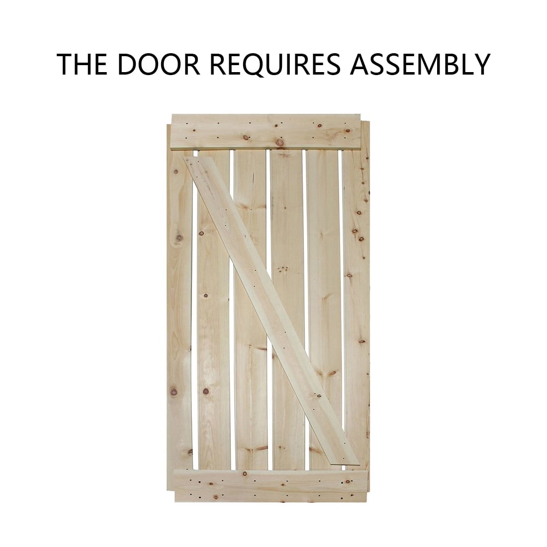 CALHOME 36 in. x 84 in. Unfinished Z-Bar 100% Knotty Pine Interior Barn Door