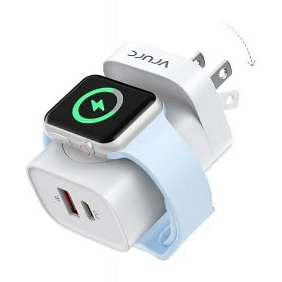 ZLC Charger for Apple Watch, USB C Wall Charging Block for iPhone, 20W Fast Charging,Foldable Plug Travel Charger Stand for iWatch Ultra/SE/10/9/8/7/6/5/4/3/,iPhone 16 15 14 13,Android-White