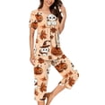 thumbnail image 6 of JOANKDMI 2 Piece Womens Cute Magic Cat and Fall Leaves Pajamas Set Pumpkin Print Short Sleeve Loungewear for Autumn Trick-or-Treat Halloween Party Dress Up Outfit, S-3XL, 6 of 6