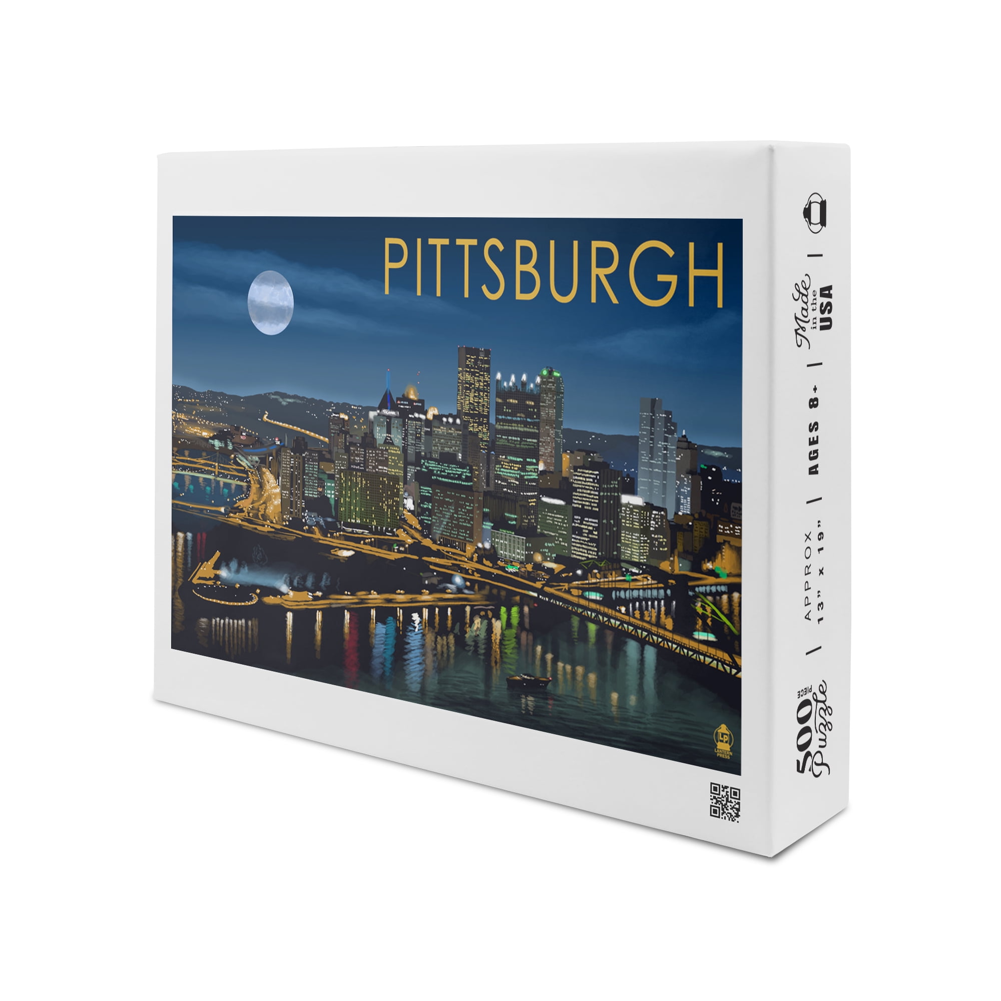 Pittsburgh, Pennsylvania, Skyline at Night (19x27 inches, Premium 500