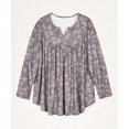 thumbnail image 6 of TIYOMI Women's Plus Size Tops Swing Flowy Long Sleeve Tunics 3X Pleated Grey Blouse Henley Dressy Shirts Pink Flower Babydoll Pullover Loose Fit Blouses Spring Fall Tunics 3XL 22W 24W, 6 of 7
