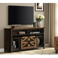 thumbnail image 2 of WAMPAT Farmhouse TV Stand for 65 Inch TV, Antique Black & Brown Entertainment Center with Sliding Barn Doors and Mesh Doors, Tall Media Console with Open Storage Space for Living Room, 59x15.4x31, 2 of 7