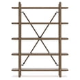 thumbnail image 4 of Signature Design by Ashley Roanhowe Bookcase, Brown Oak Finish, Solid Wood Frame, Mid-Century Modern 5-Shelf Display, 4 of 9