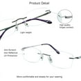 thumbnail image 2 of VisionGlobal Pure Titanium Frame for men/women Blue Light Blocking,Hand-set Diamond Fashion Glasses (Purple Clear, +4.00 Magnification), 2 of 5