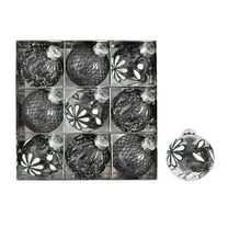 KOYPTL 9 Pcs Delicated Christmas Balls Ornaments Set 3.14 Inch Painted Christmas Tree Ornaments Plastic Shatterproof Xmas Hanging Ornaments Christmas Decorations for Xmas Tree Home Decor Black