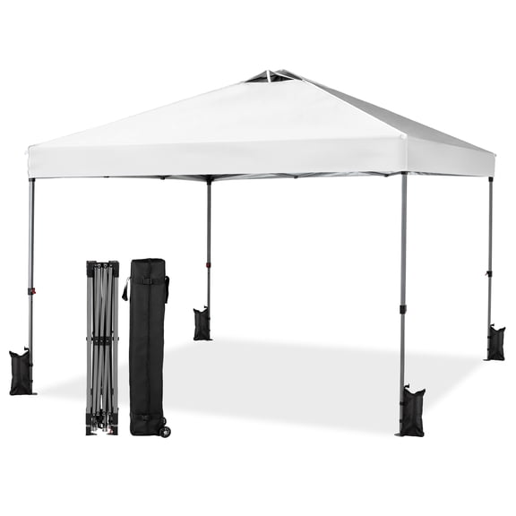 JIOABL 10x10ft One-Touch Instant Canopy, Waterproof, UV-Resistant, Heavy-Duty & Corrosion-Proof for Effortless Outdoor Shelter, White