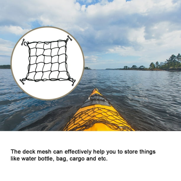Kayak Deck Cargo Net Portable Universal Automotive Canoe Water Reusable  Washable Bottle Bag Storaging Bungee Mesh Accessories with Pad Eye 