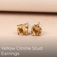 thumbnail image 3 of Yellow Studs Citrine Earrings for Women 925 Sterling Silver Platinum Plated Citrine Jewelry Birthday Christmas Gifts for Women, 3 of 6