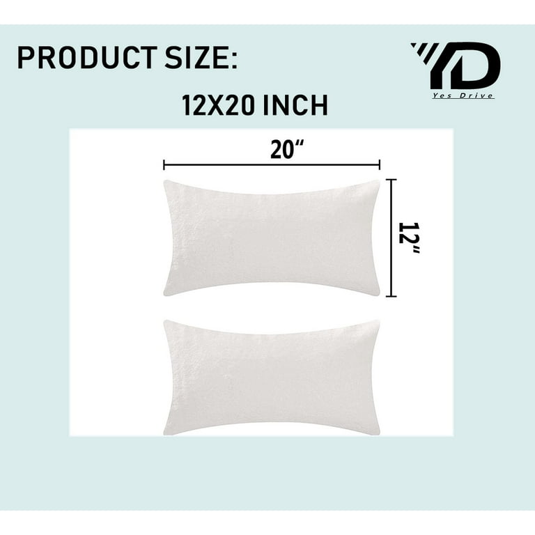 Fur Lumbar Pillow Cover Small Decorative Throw Pillows Plush Deluxe  Rectangular Pillow Coversfor Bed, Set of 2, 