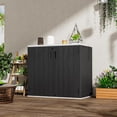 thumbnail image 2 of OFFIGAM 37CuFt Horizontal Resin Storage Shed Black White Lockable Waterproof with 4 Black Shelves 51.57x27.56x44.88in, 2 of 7