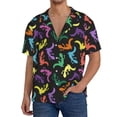 thumbnail image 3 of Fotbe Colorful Lizards print Short Sleeve Button Down Shirts for Men Casual Summer Beach Wrinkle Free Shirt-Large, 3 of 7