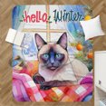 thumbnail image 4 of Watercolor Hello Winter Siamese Chill Christmas Welcome Cozy Sherpa Blanket Cat Lover Kitten Owner Gifts Warm Soft Throw Blanket - 00016, 4 of 5