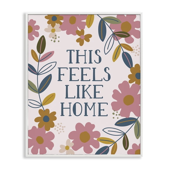Stupell Industries French Country This Feels Like Home Flower Blossoms White Framed Giclee Art, 11 x 14, by Lisa Perry Whitebutton