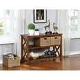 thumbnail image 3 of eHemco X-Side Console Sofa Table with 2 Shelves and 3 Baskets, Coffee, 3 of 8