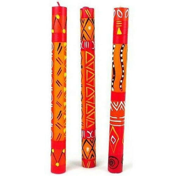 Set of Three Boxed Tall Hand-Painted Candles - Zahabu Design - Nobunto