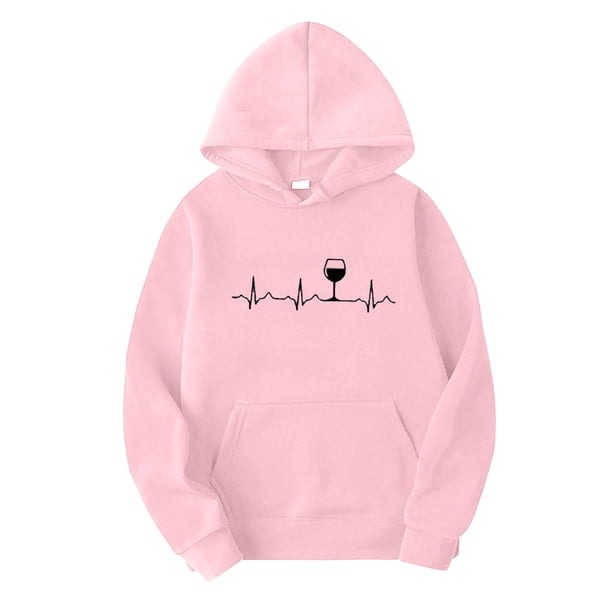 Sudadera con cremallera Gibobby para mujer manga larga estampado electrograma casual capucha Rosa L