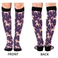 thumbnail image 2 of Haosy Compression Socks for Men Women Knee High Running Socks for Nurse Hiking Recovery Travel Athletic 2 Pairs Magic Unicorn and Star, 2 of 9