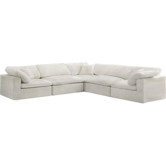 Maklaine Contemporary Cream Velvet Down Filled Modular Sectional Sofa