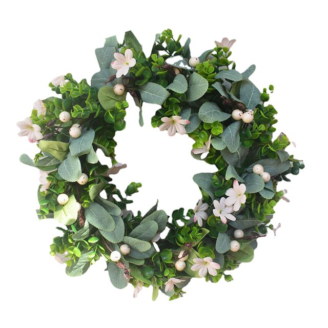 Guirnalda artificial de simulación, guirnalda hecha a mano, 42 cm Guirnalda verde Guirnaldas de Pascua Guirnaldas de primavera para puerta Fiesta de Gloria Corona colgante de puerta delantera