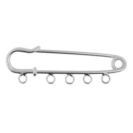 Safety Pin Charm Holder - PinMart's Silver Plated Giant Safety Pin w/ Charm Holder Loops