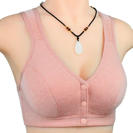 Black of Friday Deals!Clearance Staron Front Closure Bras for Women Front Closure No Underwire Bra Wireless Stretch Bras Comfortable Front Button Large Size Bra