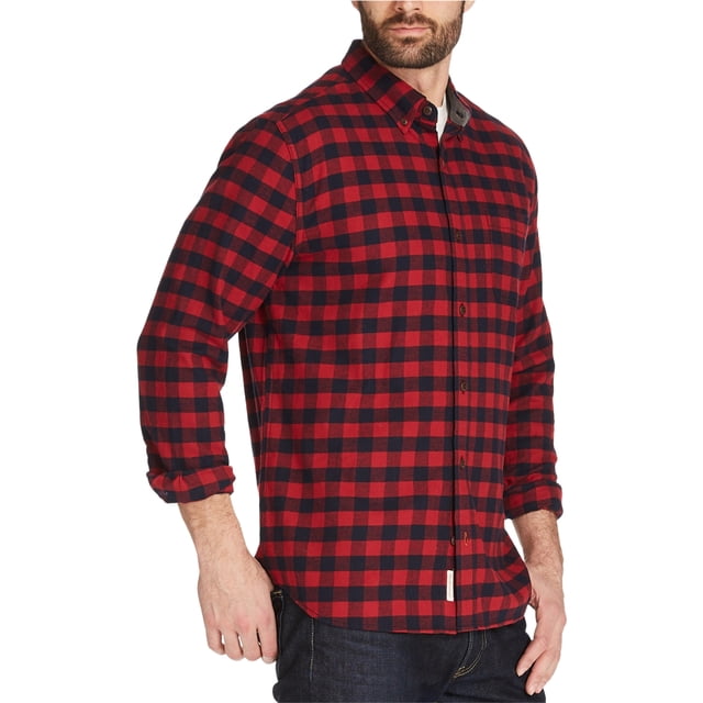 Camisa a cuadros de franela resistente a la intemperie para hombre, rojo, grande
