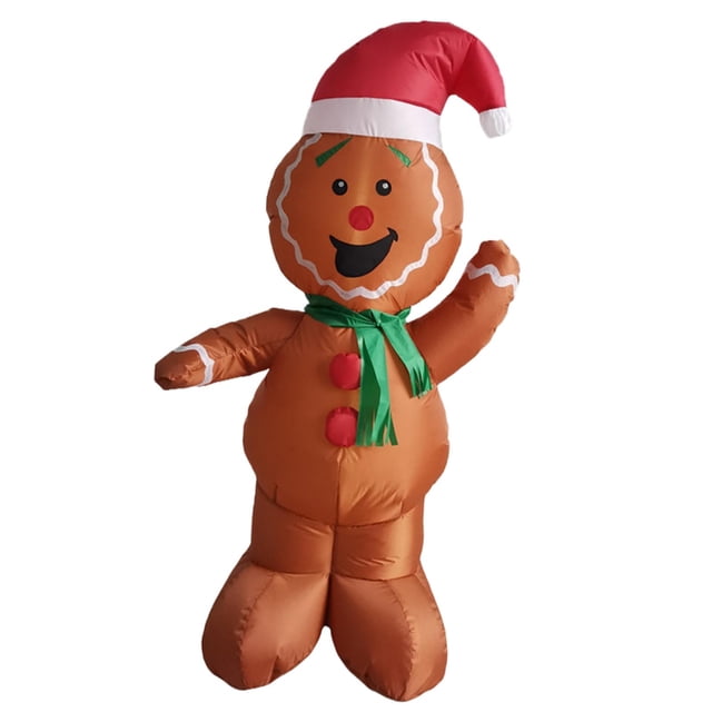 Hombre de jengibre inflable de Navidad de 6 pies, hombre de jengibre inflable de Navidad, decoración divertida al aire libre para festival, patio al