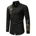 thumbnail image 3 of Shirts For Men Male Casual Autumn Flower Print Turn Down Collar Button Long Sleeve Blouse Mens Tops, 3 of 6