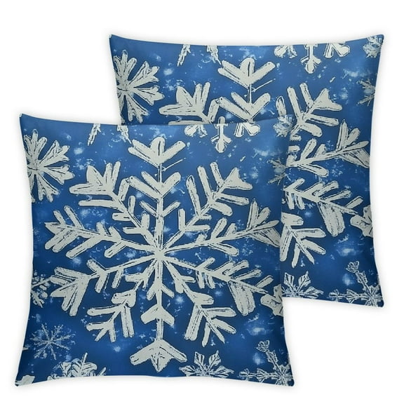 PHYHOO Navy Blue Christmas Pillow Covers Set of 2 Winter Snowflake Decorative Throw Pillows Farmhouse Holiday Christmas Decor Cushion Covers for Home Living Room Bed Outdoor 12x12in
