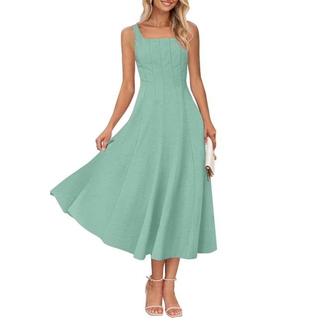 Vestido MEROKEETY Vestido midi sin mangas de verano 2025 para mujer