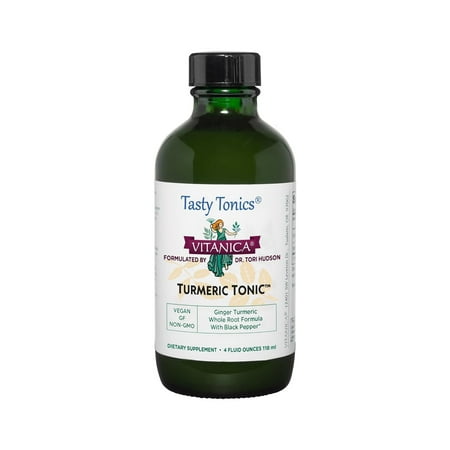 Vitanica Turmeric Tonic, Non-GMO Liquid Turmeric Curcumin Supplement 1000 mg, with Black Pepper and Ginger, Antioxidant, Vegan, Gluten Free, 4 Ounce