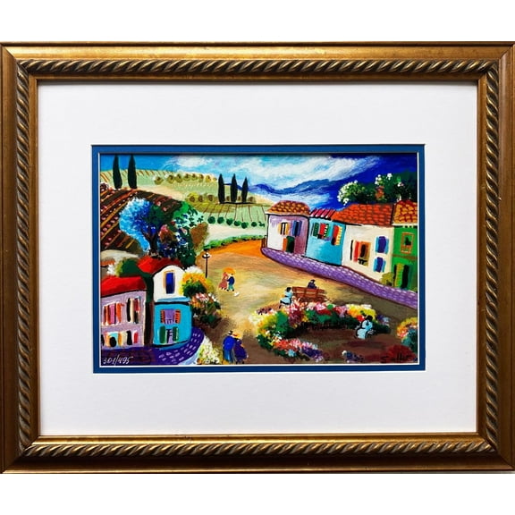 Shlomo Alter "Lazy Evenings" Hand Signed & # Serigraph Framed Primitive Art Generic