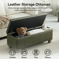 thumbnail image 3 of 41'' Faux Leather Storage Ottoman Bench, Rectangle Upholstered Storage Bench with Wooden Legs, Stitch Tufted Bench with Storage for Bedroom, Living Room, Entryway, Green, 3 of 9