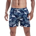 thumbnail image 2 of OWMEOT Mens Summer Swim Trunks Stripe/Print Beach Shorts Lightweight Comfortable Bathing Suits 5 Inch Drawstring Board Shorts, 2 of 7