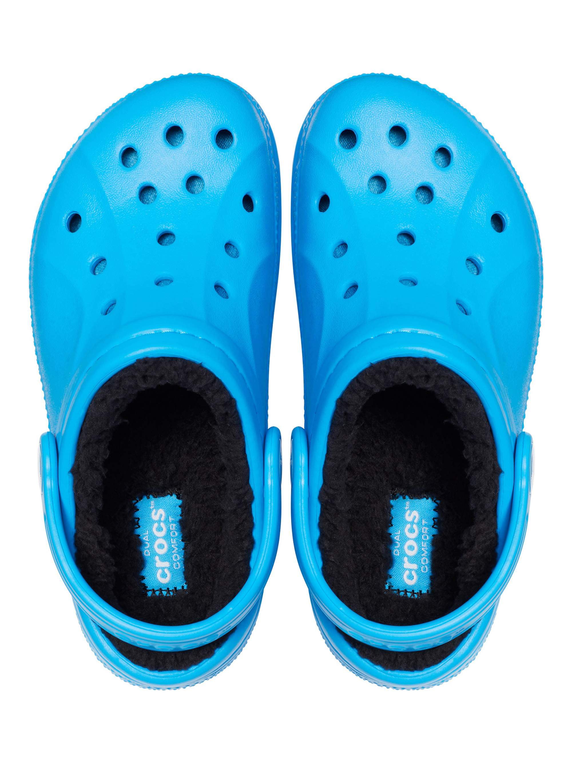 blue fur crocs