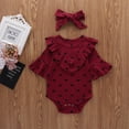 thumbnail image 2 of Fesfesfes Infant Onesie Baby Girls Valentine's Day Hearts Print Ruffles Romper Bodysuit+Headbands, 2 of 8