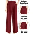 thumbnail image 5 of Liher Slacks for Women High Rise Pleats Wide Leg Pant Plain Solid Color Suit Pants Lounge Loose Fit Flare Bell Bottoms Wine Red Palazzo Trousers with Pocket Clothes Size XXL, 5 of 5