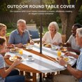 thumbnail image 3 of Round Outdoor Tablecloth with Umbrella Hole and Zipper, Burnt Orange Gray Striped Tablecloth with Elastic Waterproof, Farmhouse Stripe Art Patio Table Covers for 31" - 35" Picnic Pool Tables, 3 of 9