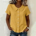 thumbnail image 2 of FAHUOMU Women's Blouse Tops Short Sleeve Crew Neck Cotton Linen Spring Summer Shirts Solid Color Casual Lightweight Breathable Fashion Tunics, 2 of 8